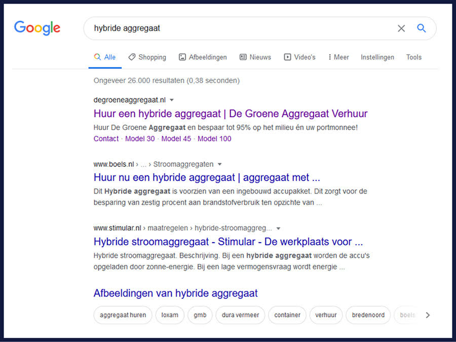 Op één in Google